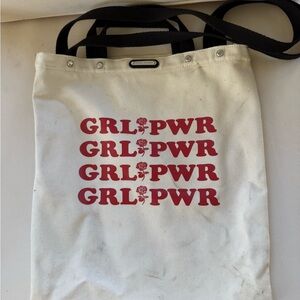 Rebecca Minkoff Canvas Tote Bag with Red Print